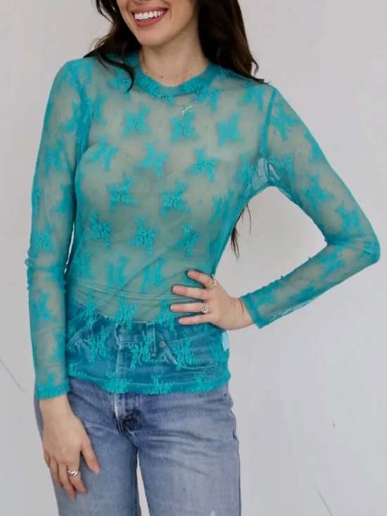 Free People Tops - Free People Lady Lux Lace Layering Top NWT Aqua Fur Turquoise